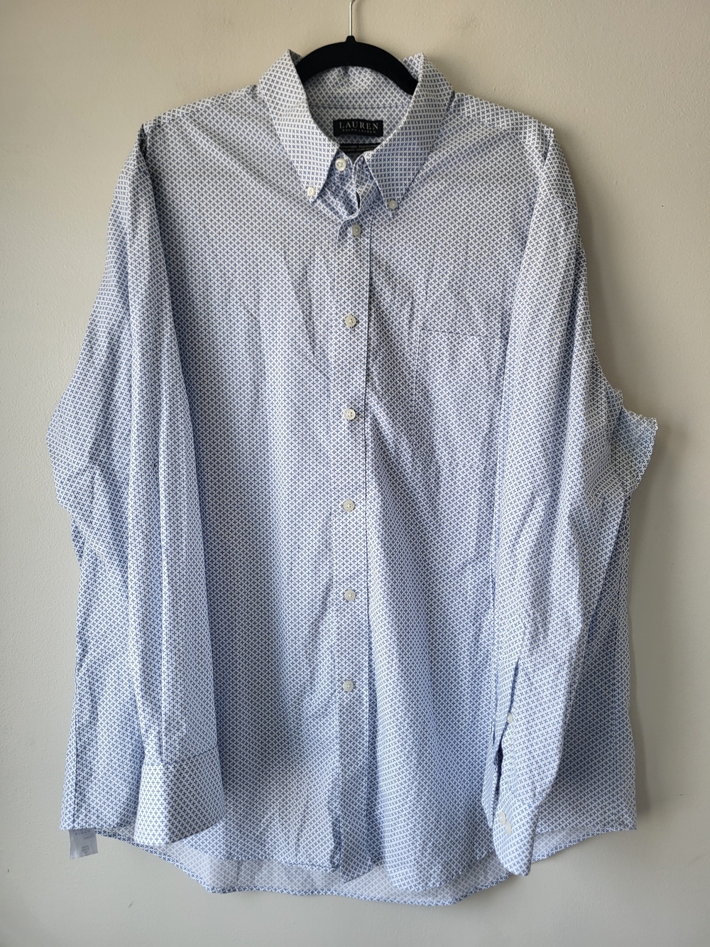 Lauren Ralph Lauren Light Blue Micro Dot Classic Button Down Dress Shirt